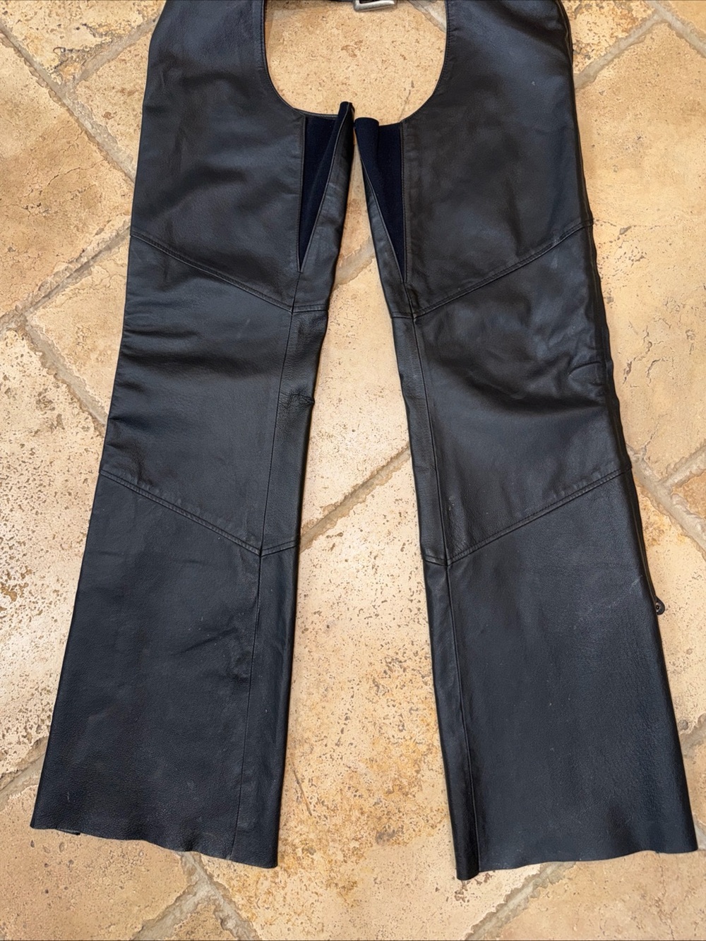 HARLEY DAVIDSON CHAPS Black Leather Size Medium Excellent Condition! - Picture 3 of 9